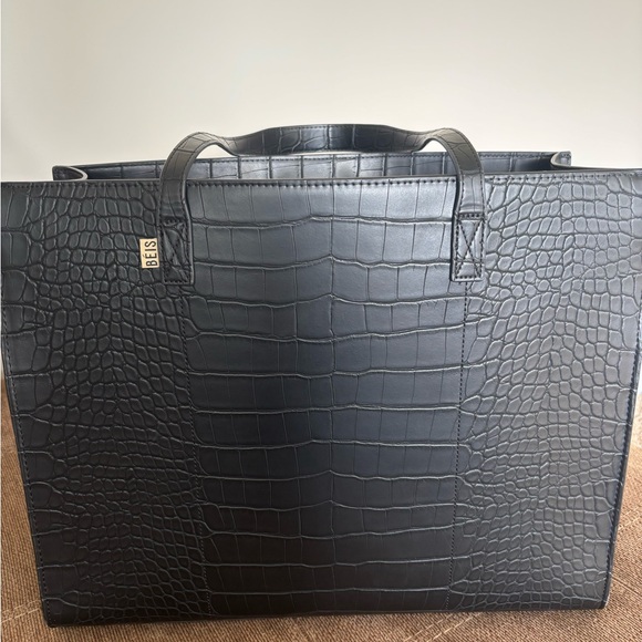 Black Crocodile Beis Work Tote - Picture 3 of 9